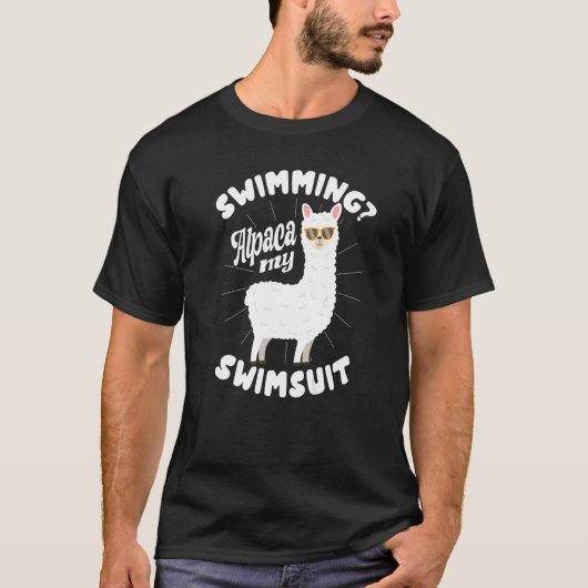 Swimming Alpaca My Swimsuit Camelid Mammal Alpaca T-shirt (Voorkant)