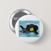 Swimming Black Lab Ronde Button 5,7 Cm (Voorkant /achterkant)