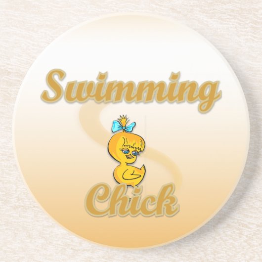 Swimming Chick Zandsteen Onderzetter (Voorkant)