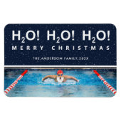 swimming Christmas foliday card Magneet (Horizontaal)