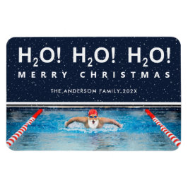 swimming Christmas foliday card Magneet