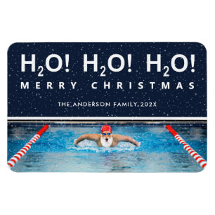 swimming Christmas foliday card Magneet