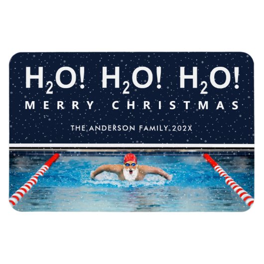 swimming Christmas foliday card Magneet (Horizontaal)