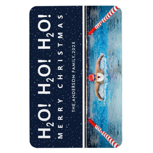 swimming Christmas foliday card Magneet (Verticaal)