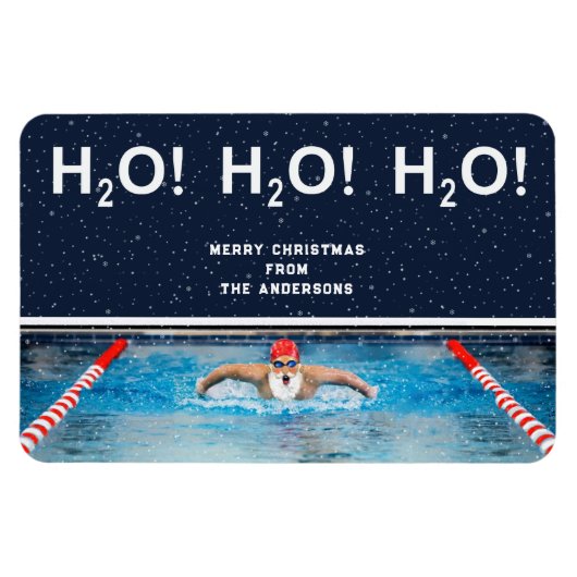 swimming Christmas foliday gift card Magneet (Horizontaal)