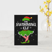 Swimming Elf Christmas Family Girls Women Elf Squa Kaart (Gele Bloem)