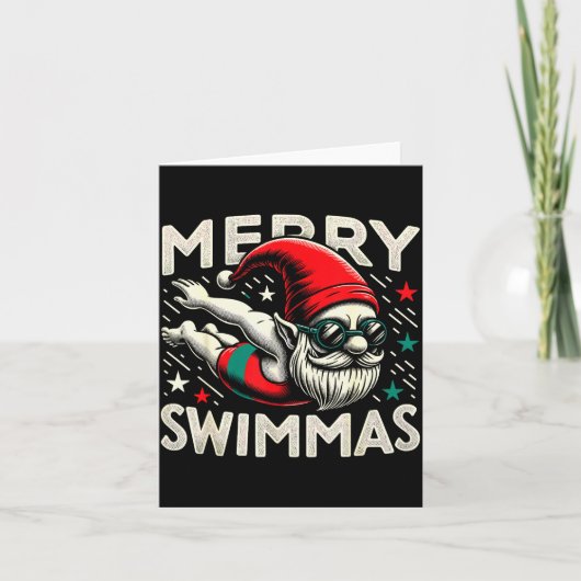 Swimming Gnome, Merry Swimmas, Swimmer Christmas  Kaart (Voorkant)