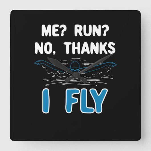Swimming - I Fly Vierkante Klok (Voorkant)