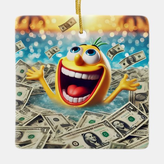 swimming in money keramisch ornament (Voorkant)