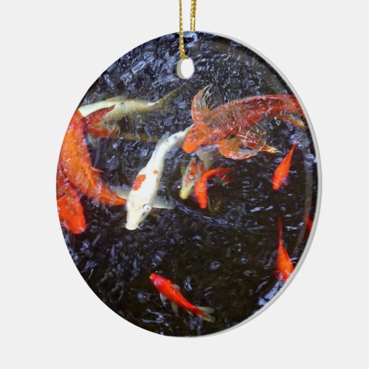 Swimming Koi Keramisch Ornament (Links)