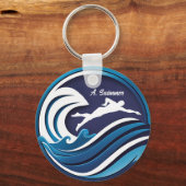 Swimming logo #2 Personalize with name Sleutelhanger (Achterkant)
