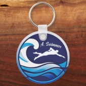 Swimming logo Personalize with name Sleutelhanger (Voorkant)