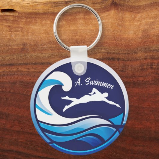 Swimming logo Personalize with name Sleutelhanger (Voorkant)