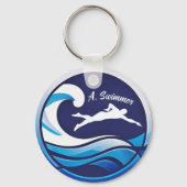 Swimming logo Personalize with name Sleutelhanger (Achterkant)