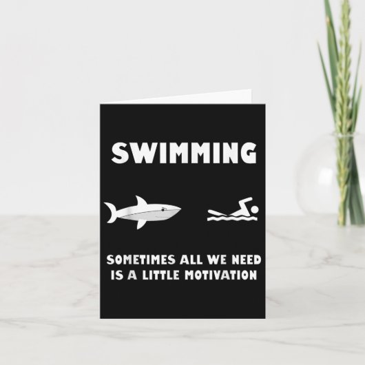 Swimming Motivation Shark Chase Funny Shark  Kaart (Voorkant)