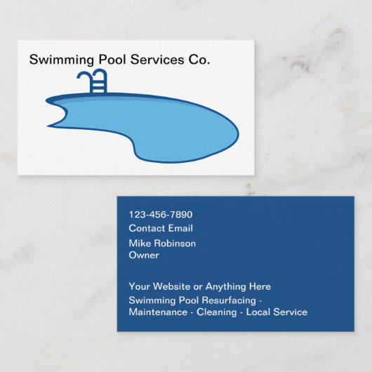 Swimming Pool Modern Business Cards Visitekaartje (Voorkant / Achterkant)