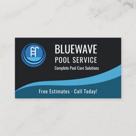  Swimming Pool Service QR Code Professional Visitekaartje (Voorkant)
