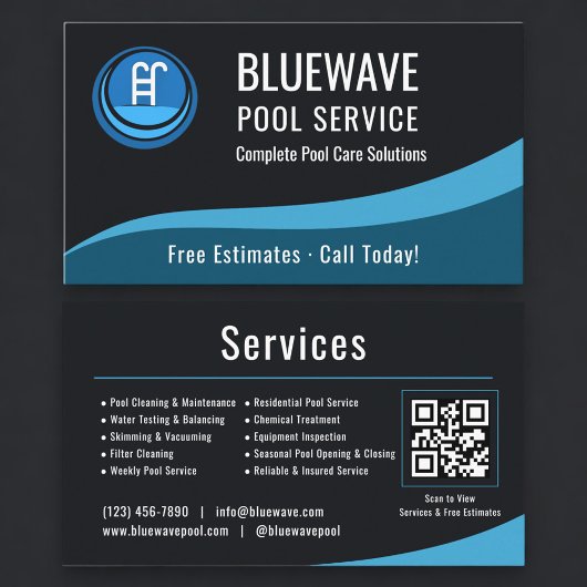  Swimming Pool Service QR Code Professional Visitekaartje