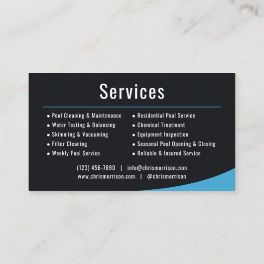 Swimming Pool Service Visitekaartje (Achterkant)