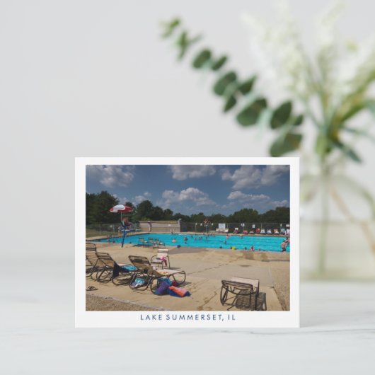 Swimming Pool Summertime Lake Summerset, Illinois Briefkaart (Staand voorkant)