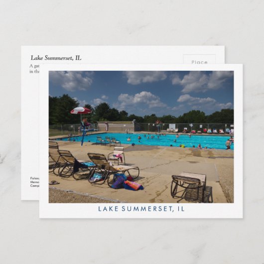 Swimming Pool Summertime Lake Summerset, Illinois Briefkaart (Voorkant / Achterkant)