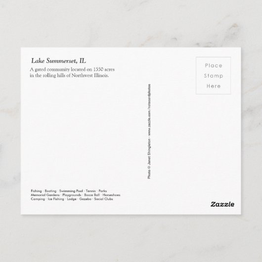 Swimming Pool Summertime Lake Summerset, Illinois Briefkaart (Achterkant)