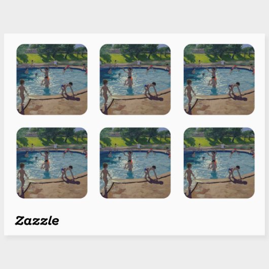 Swimming Pool Vierkante Sticker (Vel)