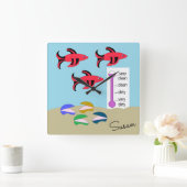 Swimming Red and Black Fish with Clams: Vierkante Klok (Huis)