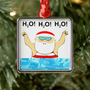 swimming Santa collectible Metalen Ornament
