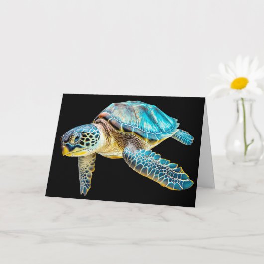 Swimming Sea Turtle Happy Birthday Kaart (Kleine Plant)