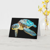 Swimming Sea Turtle Happy Birthday Kaart (Gele Bloem)