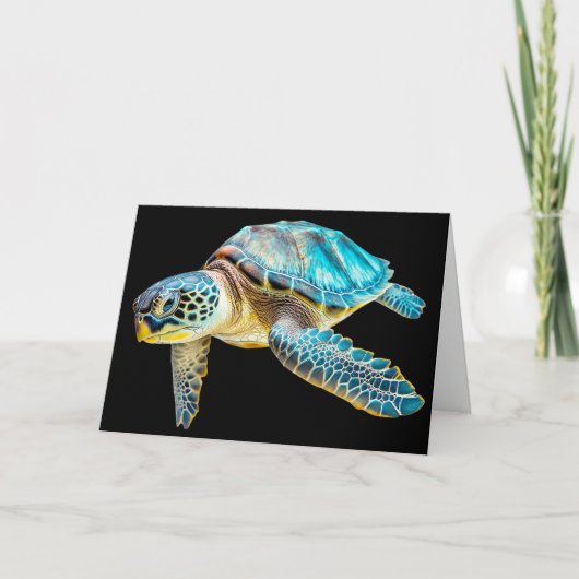 Swimming Sea Turtle Happy Birthday Kaart (Voorkant)
