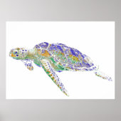 Swimming Sea Turtle Poster (Voorkant)