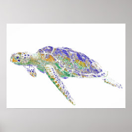 Swimming Sea Turtle Poster