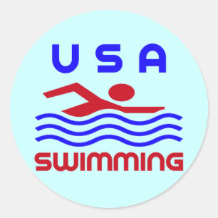 SWIMMING UIT DE VS RONDE STICKER