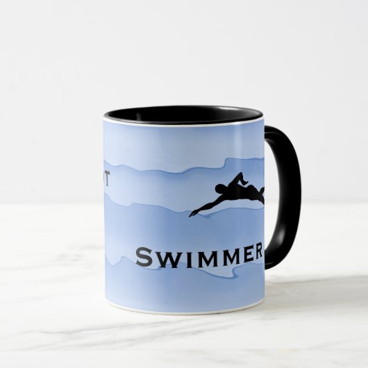 Swimming with Swimmer silhouettes and waves Mok (Voorkant rechts)