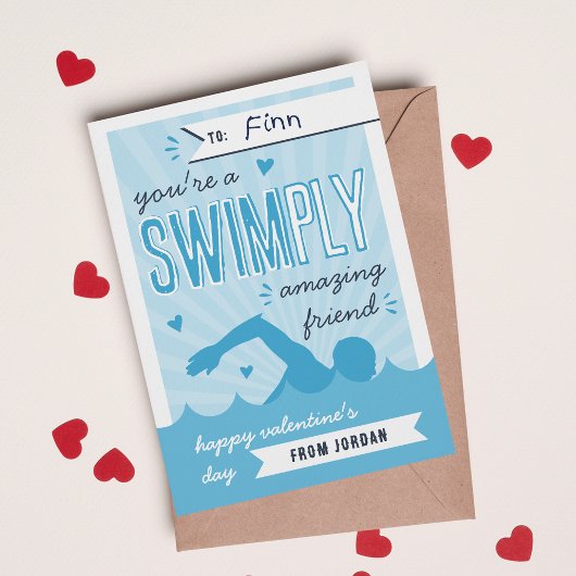 Swimply Amazing | Swim Valentine's Day Card Kaart