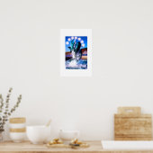 Swims with dolphins fountain poster (Keuken)