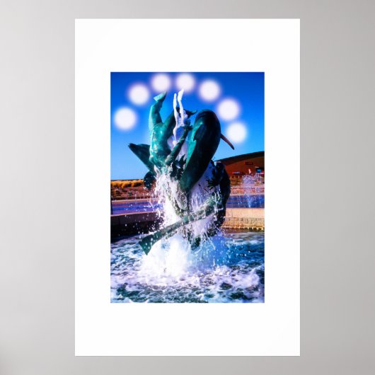 Swims with dolphins fountain poster (Voorkant)