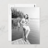 Swimsuit Beauty. Zwart-witte foto Briefkaart (Voorkant / Achterkant)