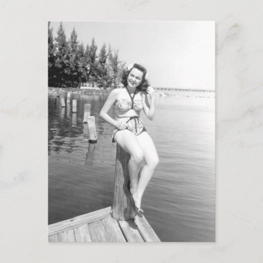 Swimsuit Beauty. Zwart-witte foto Briefkaart (Voorkant)
