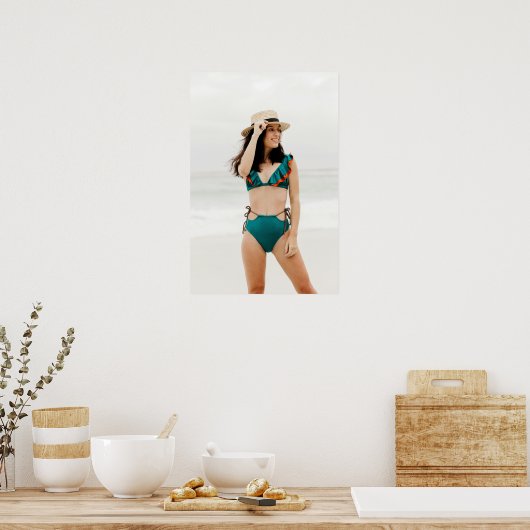 Swimsuit Model In Teal Bikini Poster (Keuken)