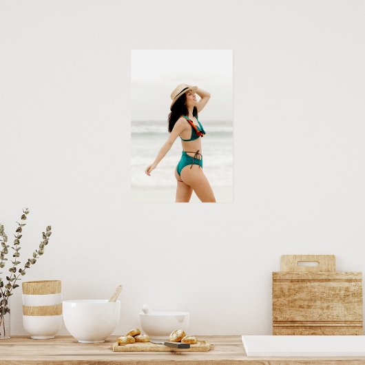 Swimsuit Model In Teal Bikini Poster (Keuken)