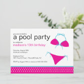 Swimsuit party Birthday Invitation Kaart (Staand voorkant)