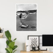 Swimsuit Vintage Girl Oregon Beach Poster (Thuiskantoor)