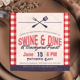 Swine and Dine Vaderdag Achtertuin Feest Kaart