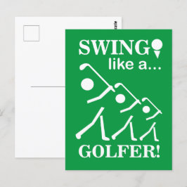 Swing als een golfer golf briefkaart