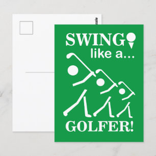 Swing als een golfer golf briefkaart