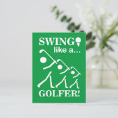 Swing als een golfer golf briefkaart (Staand voorkant)