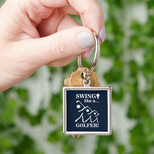 Swing als een golfer golf sleutelhanger (Hand)